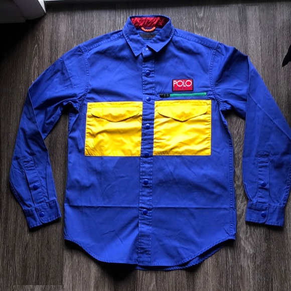 RARE Vintage Polo Sport Ralph Lauren Button Up Shirt Jacket Colorblock - Picture 2 of 16